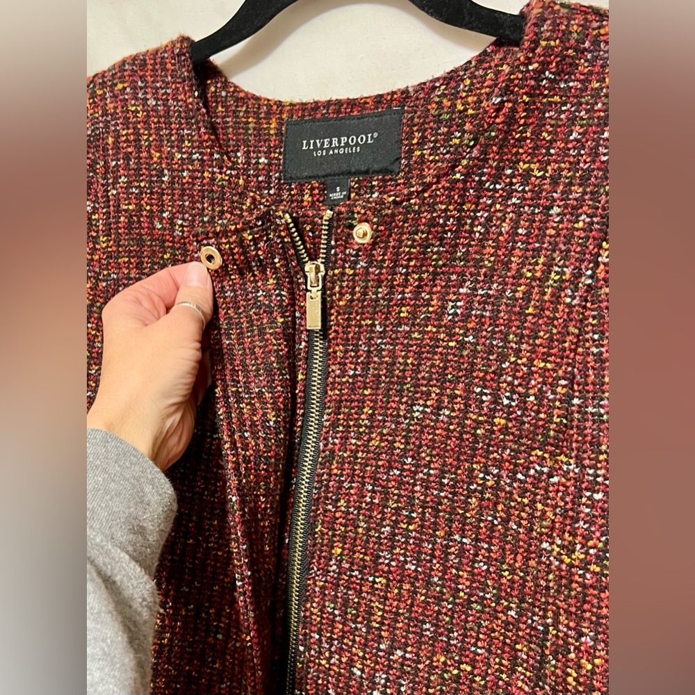 Liverpool Los Angeles Collarless Zip Up Tweed Jacket Office Casual Colorful Chic - Picture 9 of 16